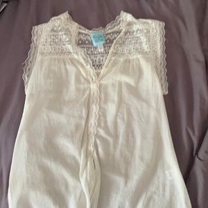 Off white button up tank